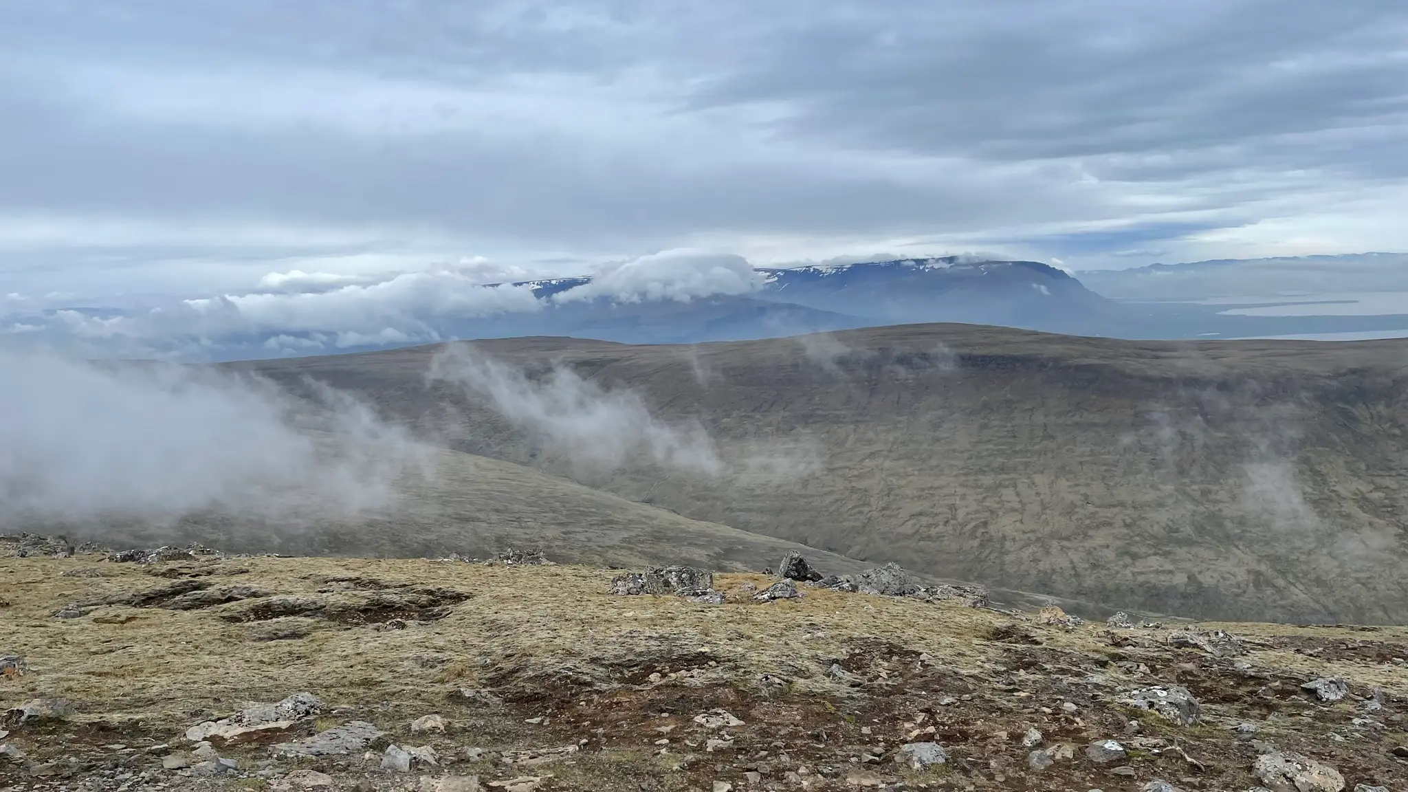 View south with Esja range in the background